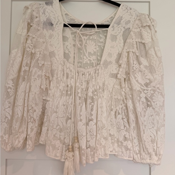 Anthropologie Cream Lace Blouse - Picture 2 of 7